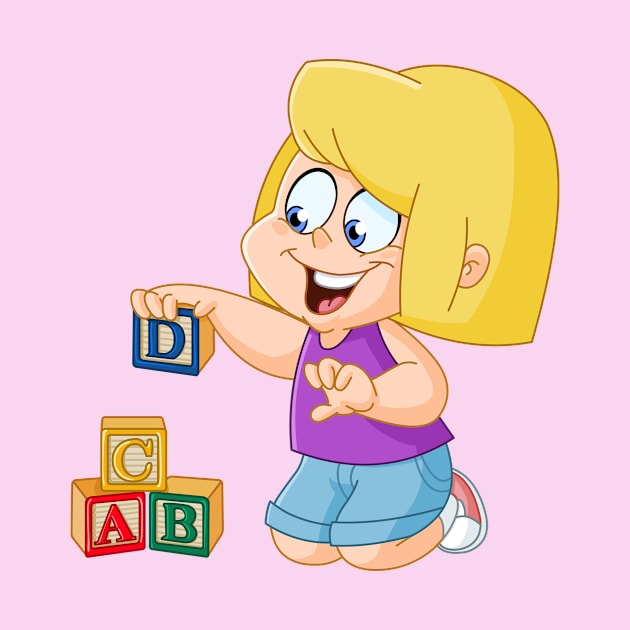 Girl with Alphabet Blocks by DigiToonsTreasures