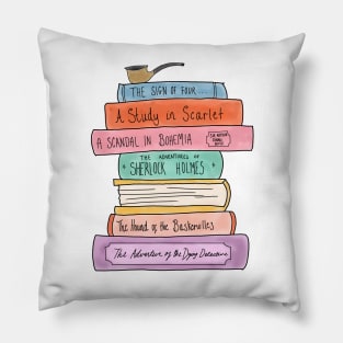 Sherlock Holmes book stack Pillow