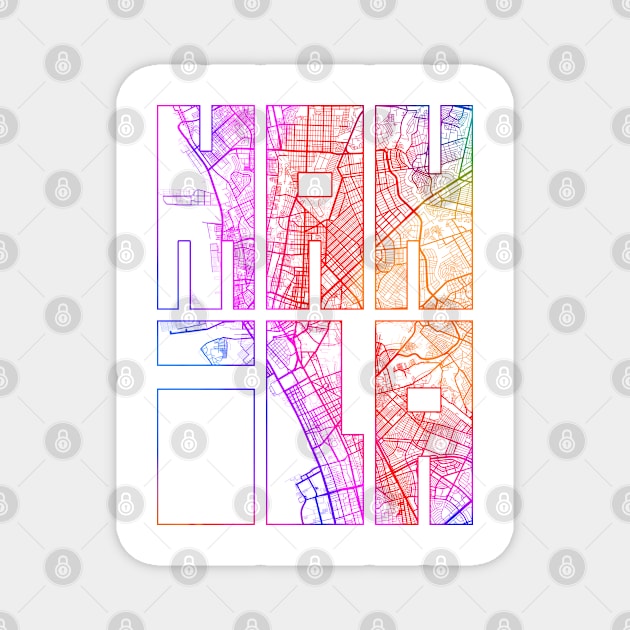 Manila, Philippines City Map Typography - Colorful Magnet by deMAP Studio