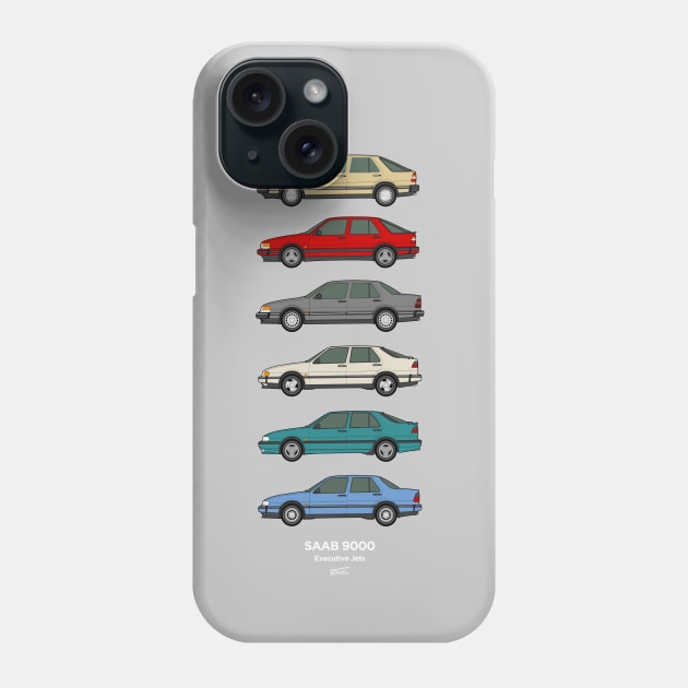 Saab 9000 classic car collection Phone Case by RJW Autographics