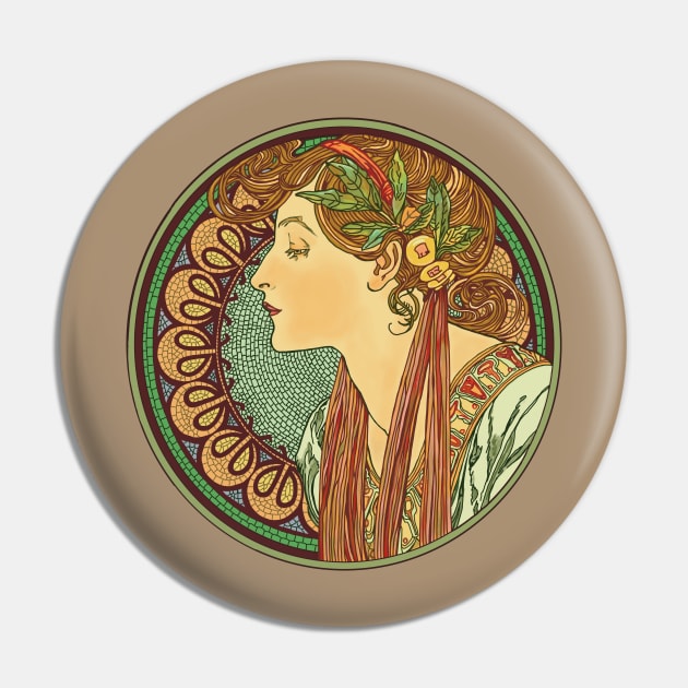 Mucha Cameo (on beige) Pin by Soth Studio