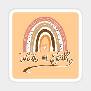 Collage rainbow with hand lettering "walk by faith" Magnet