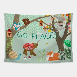 Go Places Collage Tapestry