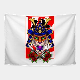 Samurai Fox |  Blue Kabuto Tapestry