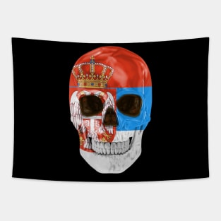 Serbia Flag Skull - Gift for Serbian With Roots From Serbia Tapestry