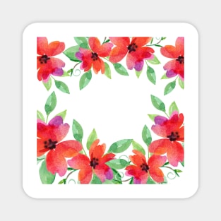 Red Floral Watercolor Magnet