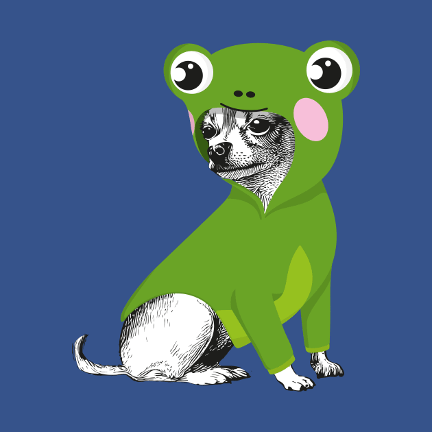 Funny Chihuahua dressed as frog by Elizeta