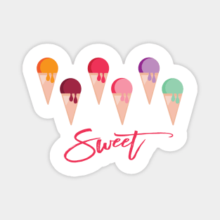 Rainbow ice cream cones Sweet summer Magnet