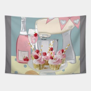 Pink Prosecco cupcakes Tapestry