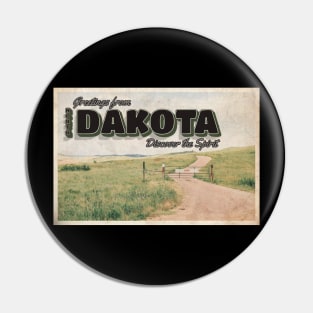 Greetings from North Dakota - Vintage Travel Postcard Design Pin