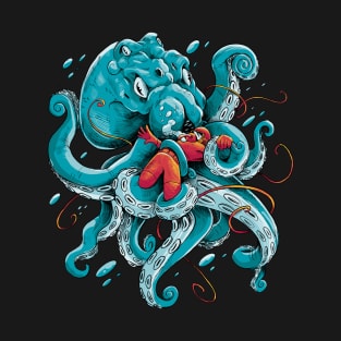 Octopus with a diver, best divers gift and octopus lovers gift T-Shirt