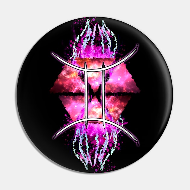 Gemini Zodiac - Pink Abstract Pin by Scailaret