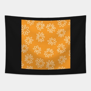 Orange Doodle Daisies Tapestry