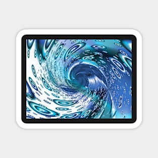 Blue and white wave fractal Magnet