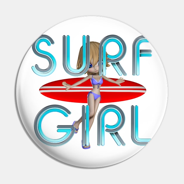 Surf Girl Pin by teepossible