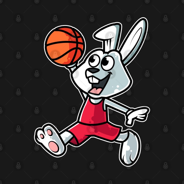 Rabbit Basketball Game Day Funny Team Sports B-ball Bunny print by theodoros20