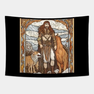 Tyr, Norse God of War, Law and Justice - Red and Black Tapestry