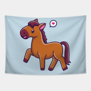 Cute Horse Walking Cartoon Tapestry