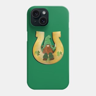 St Patrick's Day Lucky Gnome Design Horseshoe, Shamrocks & Gnomes Phone Case