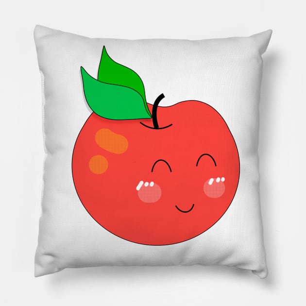 Funny cartoon apple. #design Pillow by BumbleBambooPrints