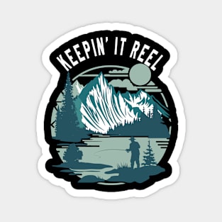 Keepin It Reel Retro Fishing Design Magnet