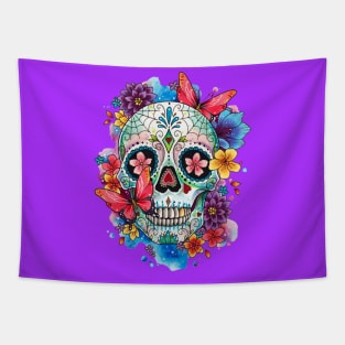 Floral Candy Skull Design by Lorna Laine Tapestry