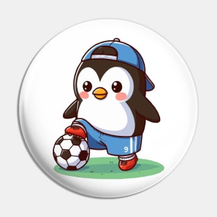 cute penguin as a soccer player Pin