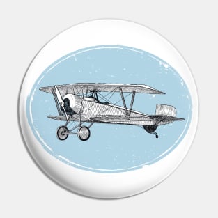 Old biplane in grunge circle Pin