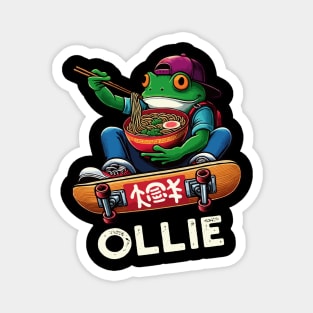 Frog Skateboarder With Ramen, Ollie Skateboard Magnet