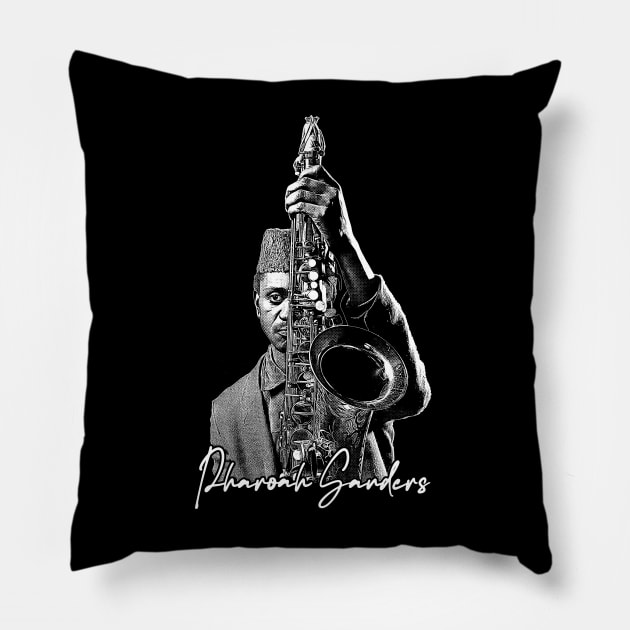 Pharoah Sanders -- Original Retro Design Pillow by DankFutura