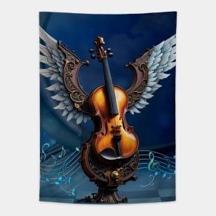 Wonderful elegant violin with wings. Tapestry