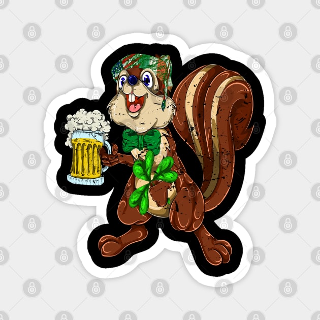 Squirrel Beer Retro Shamrock Saint Patricks Day Magnet by ShirtsShirtsndmoreShirts