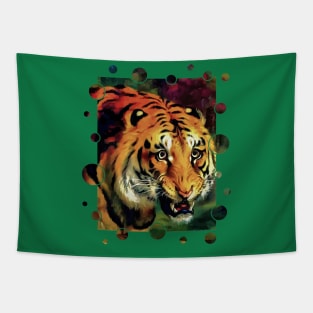 Bengal Tiger Vector With Circle Edge Cut Out Tapestry