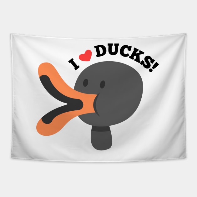 I Love Duck Cartoon Tapestry by tudtoojung