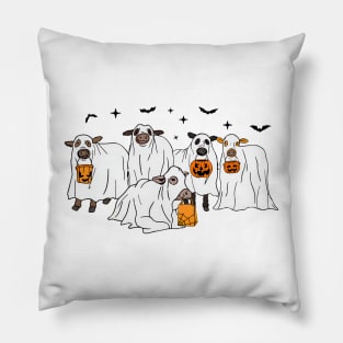 Funny Cow Ghost Halloween - Farmer Trick Or Treat - Cow Lover Pillow