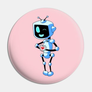 Cute Cartoon Robot, Friendly Little Android Pin