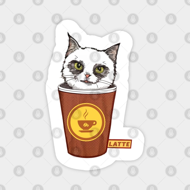 Cats And Coffee Magnet by Pixel Threads 