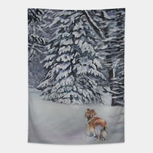 Collie Fine Art Painting Tapestry