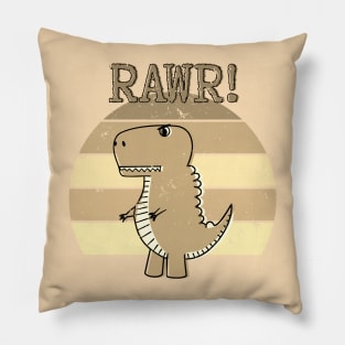 Cute Angry T-Rex Dinosaur Sepia Retro Sunset RAWR Pillow