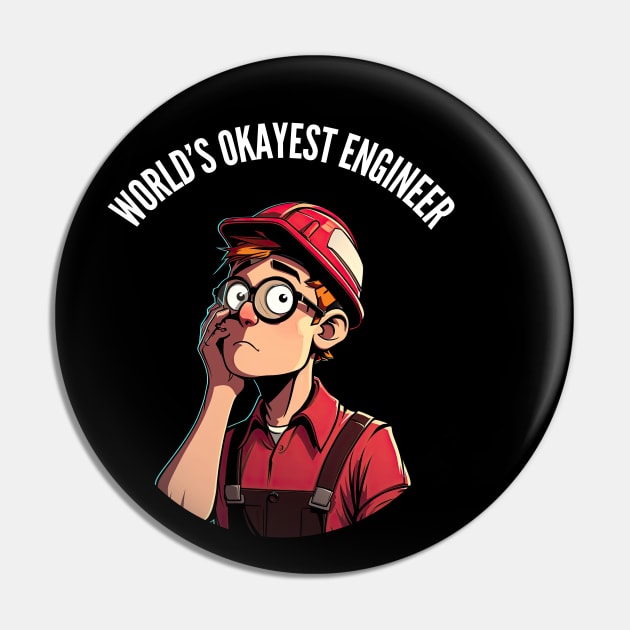 World's Okayest Construction Engineer v2 (round) Pin by AI-datamancer