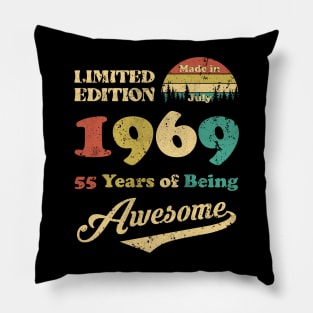 Made In July 1969 55 Years Of Being Awesome Vintage 55th Birthday Pillow