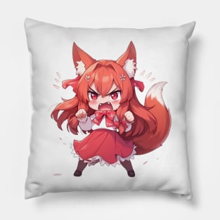 chibi fox girl angry Pillow