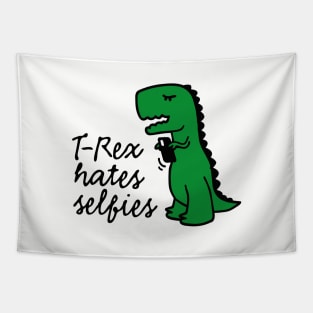 T-Rex hates selfies dinosaur social media smartphone Tapestry