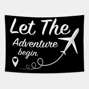 Let The Adventure Begin Love Travel Airplane Traveling Tapestry