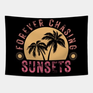 Retro Vintage Forever Chasing Sunsets Summer Vacation Outfit Tapestry