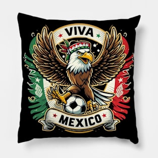 Viva Mexico Futbol Soccer Bald Eagle #1 T-Shirt Pillow