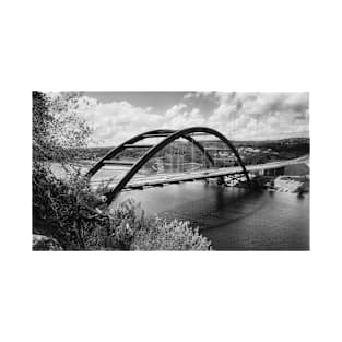 360 Bridge in Austin, Texas Black and White T-Shirt