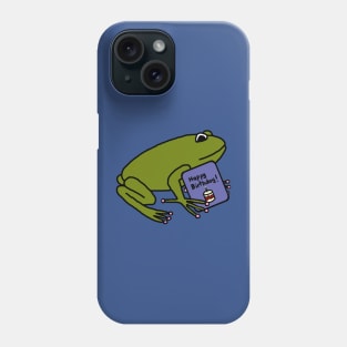 Cute Green Frog with Birthday Greetings Phone Case