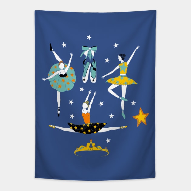 Circus Ballet Dancers Tapestry by tangerinetane