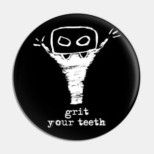 Bloody Mario - the Italian vampire – Grit your teeth (white on black) Pin